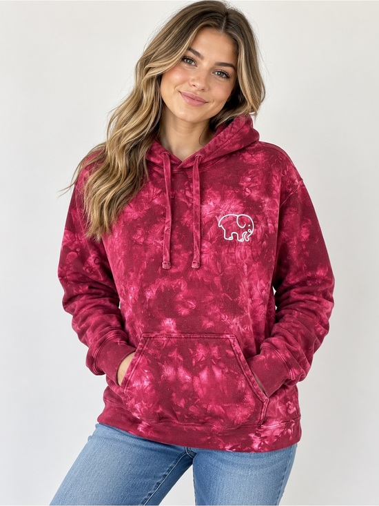 ivory ella Tops - Ivory Ella Tie Dye Elephant Hoodie Sweatshirt Burgundy Maroon | Size M